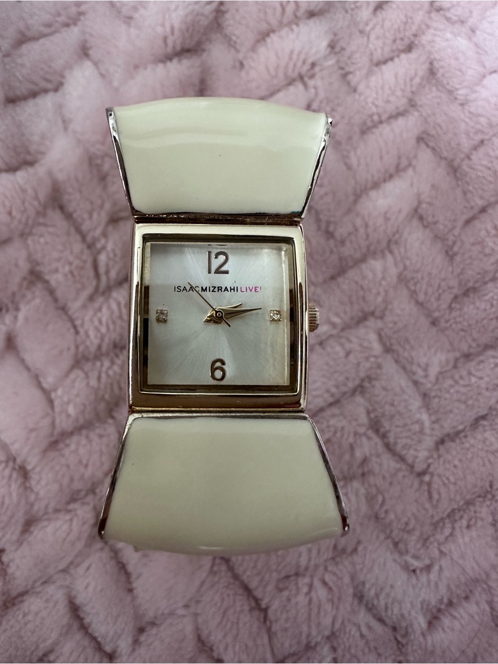 Isaac Mizrahi Live Cream Bangle Watch